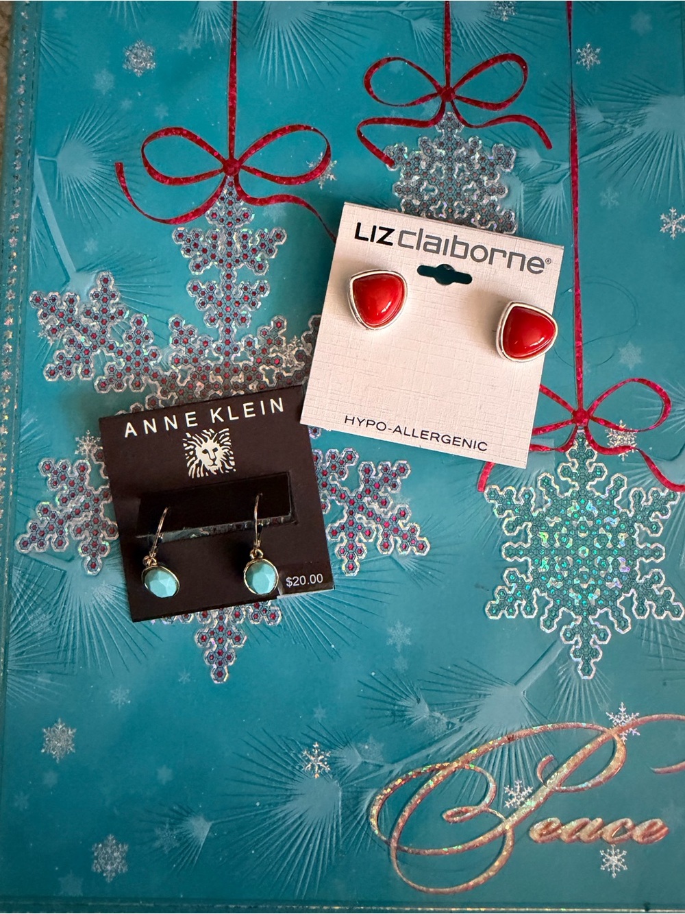 Liz Claiborne Red and Anne Klein Turquoise Earrings